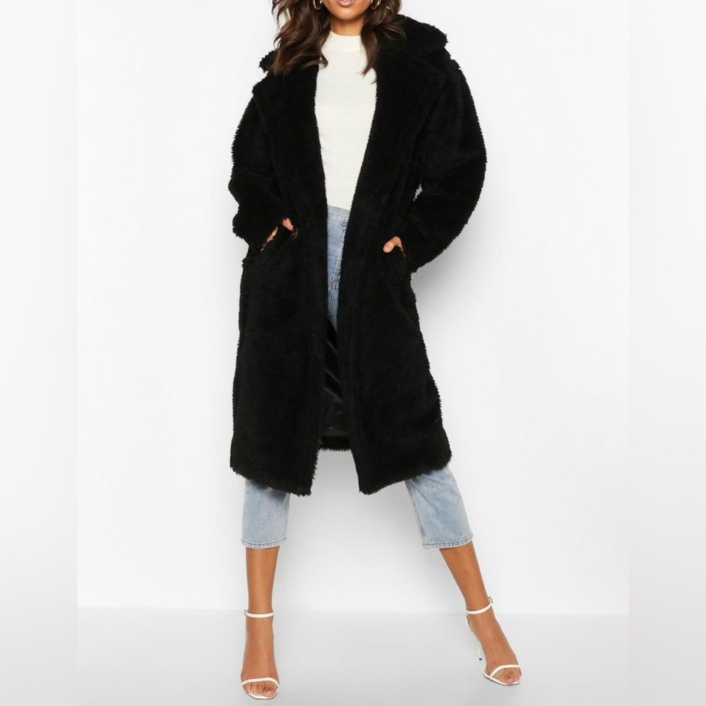 Oversized Faux Fur Teddy Trench Coat Size 4